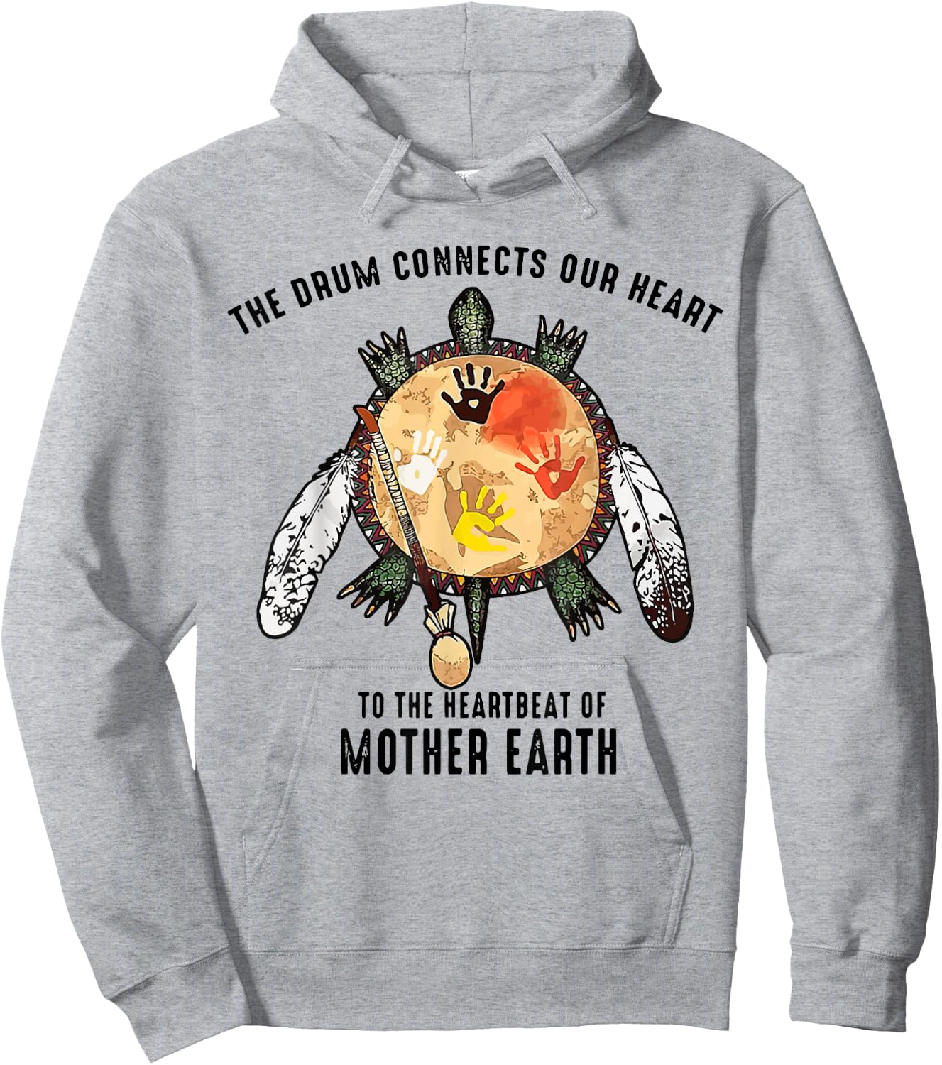 Native American The Drum Connects Our Heart To The HeartBeat Hoodie - Hoodie | Ash