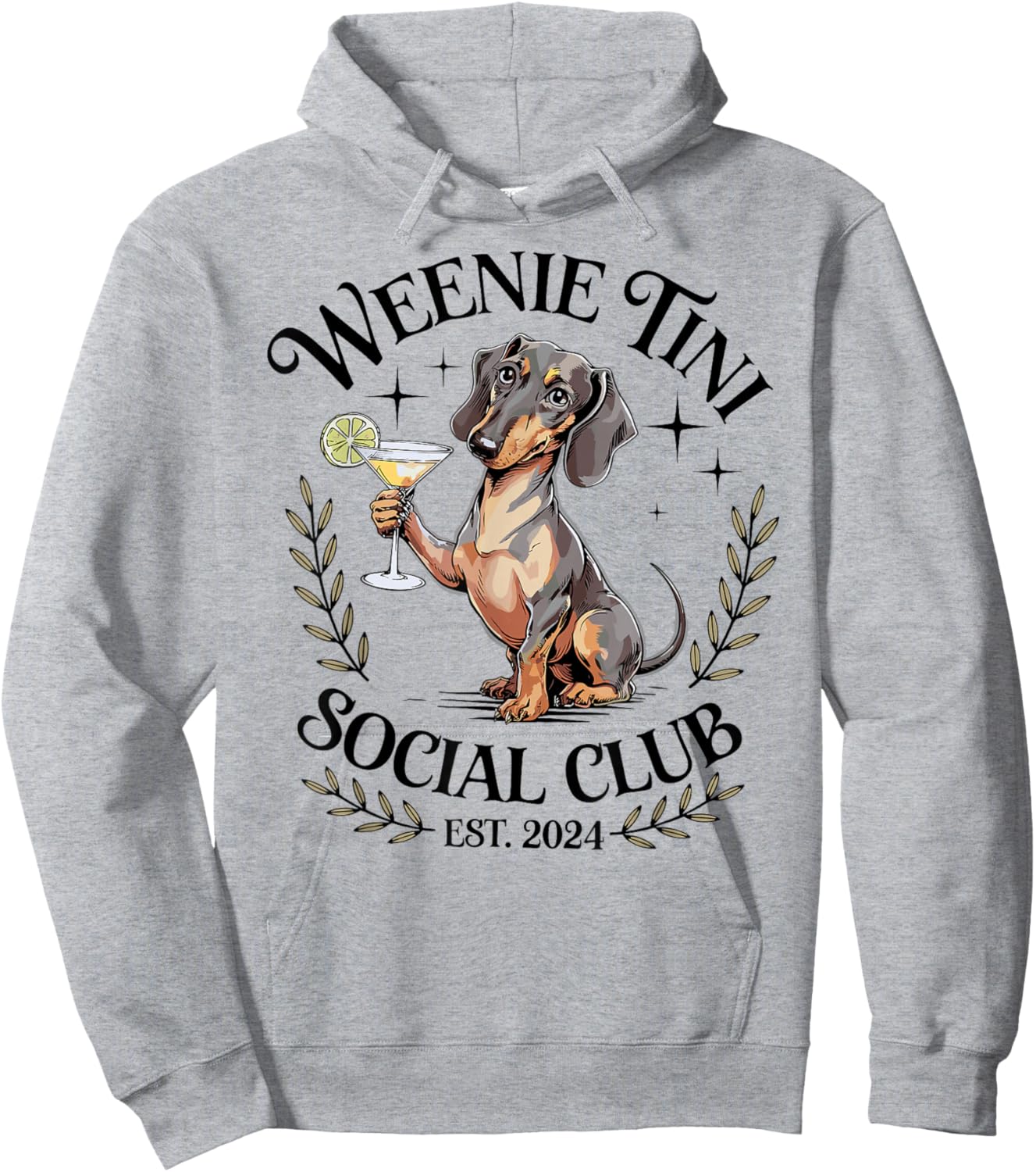 Dachshund Weenie Tini Social Club Lover funny Weiner Dog Hoodie - Hoodie | Ash