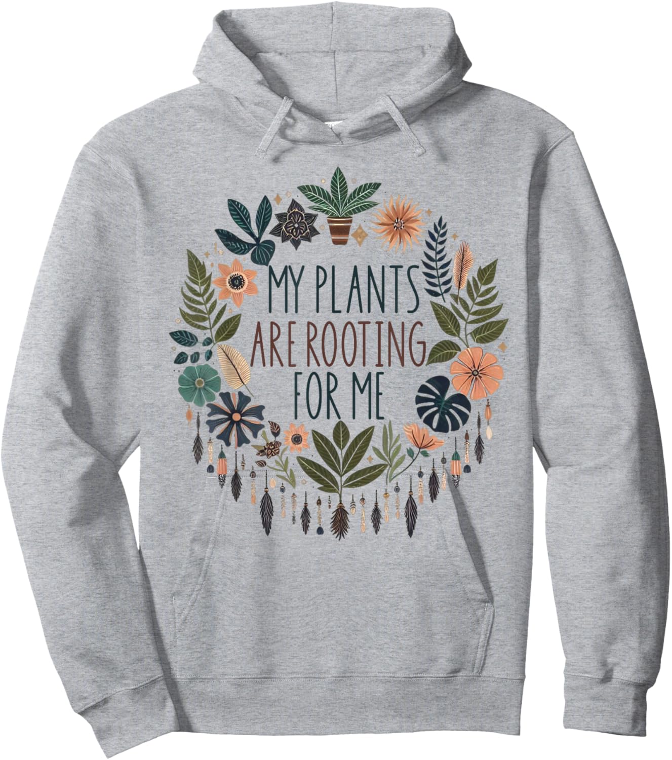 Retro Vintage My Plants Are Rooting For Me Plant Lover Funny Hoodie - Hoodie | Ash