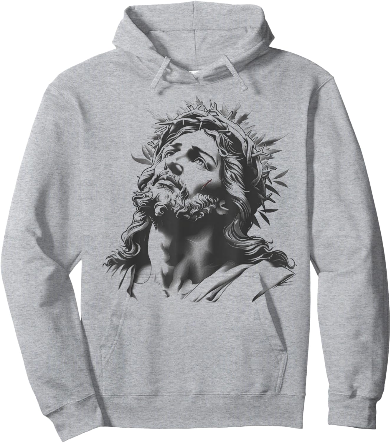 Tattoo Style Jesus Christ Face Hoodie - Hoodie | Ash