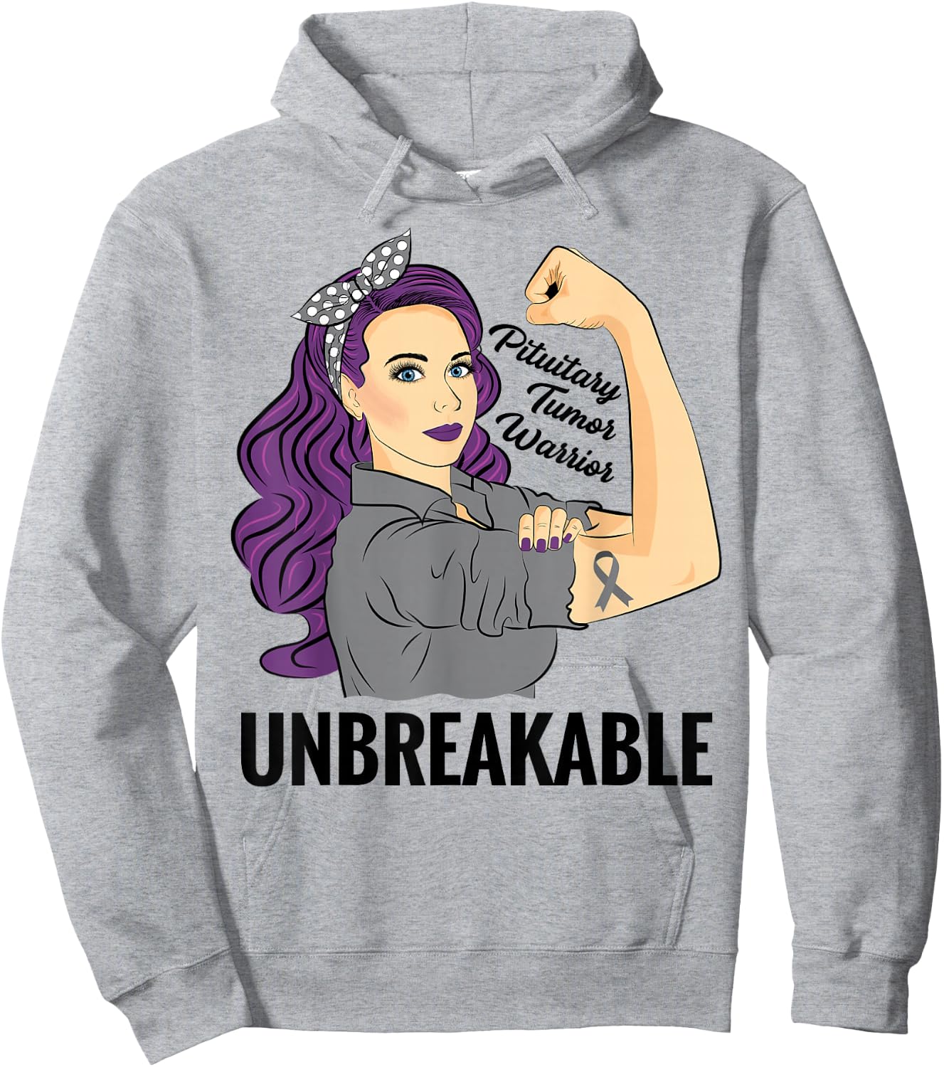 Pituitary Tumor Warrior Unbreakable Gland Awareness Hoodie - Hoodie | Ash