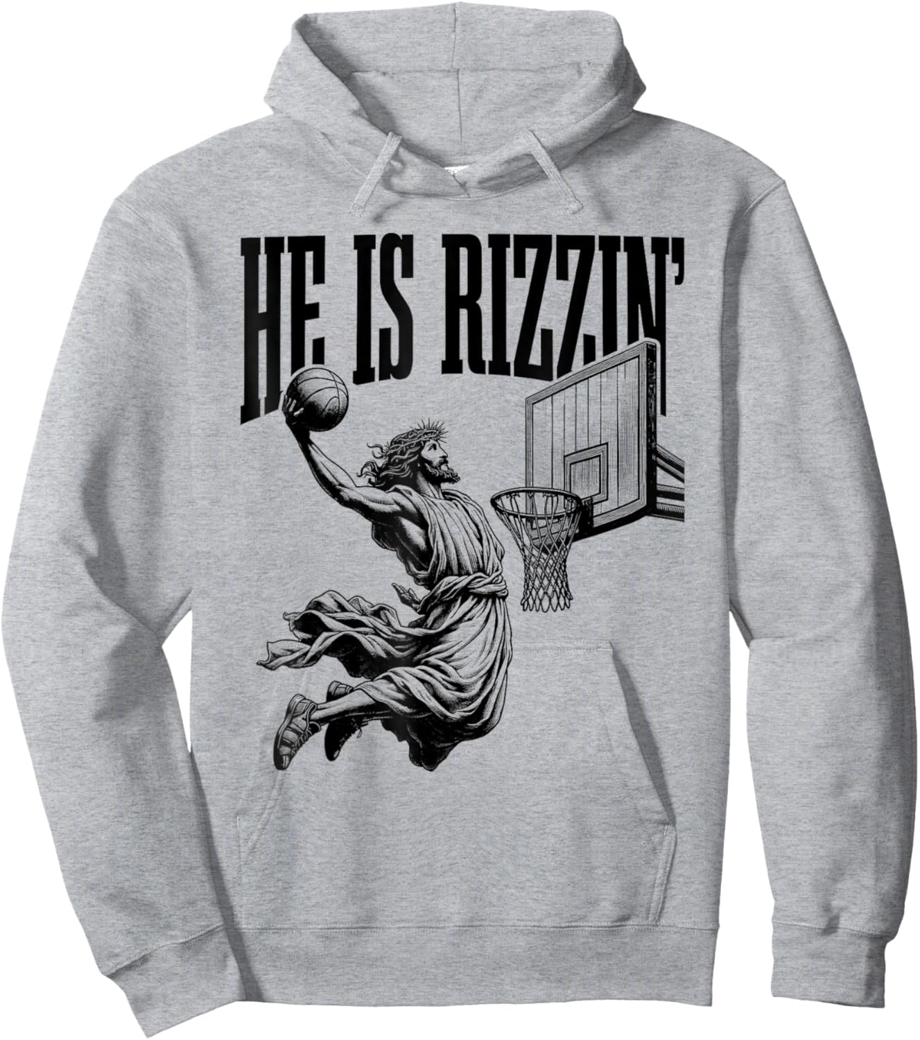 He Is Rizzin Shirt Basketball Jesus Retro Easter Christian Hoodie - Hoodie | Ash