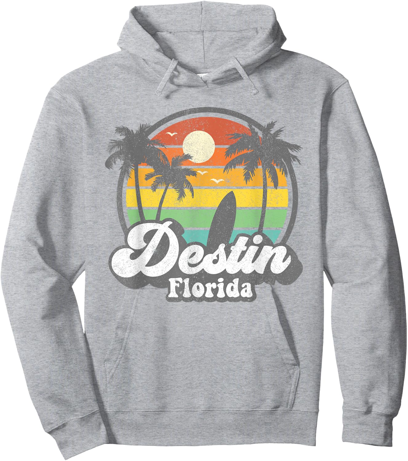 Vintage Destin Florida Beach Surfing Retro 70s Surf Gift Hoodie - Hoodie | Ash