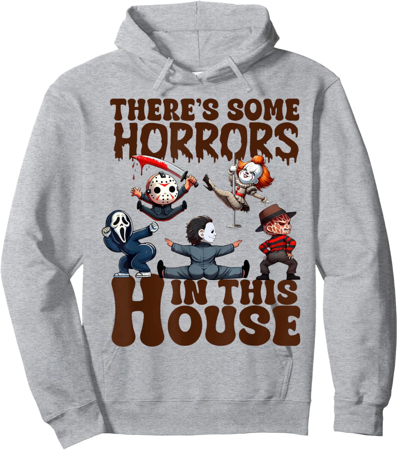 There's Some Horrors In This House Funny Horror Characters Hoodie - Hoodie | Ash
