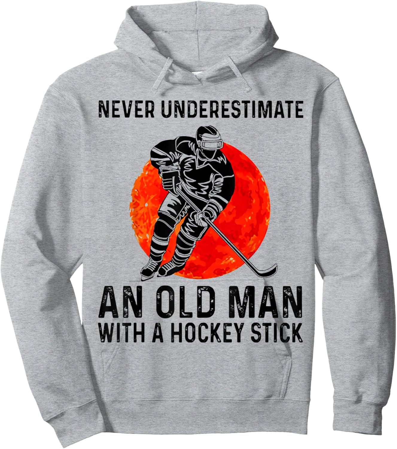 Never Underestimate an Old Man with A Hockey Stick Hoodie - Hoodie | Ash