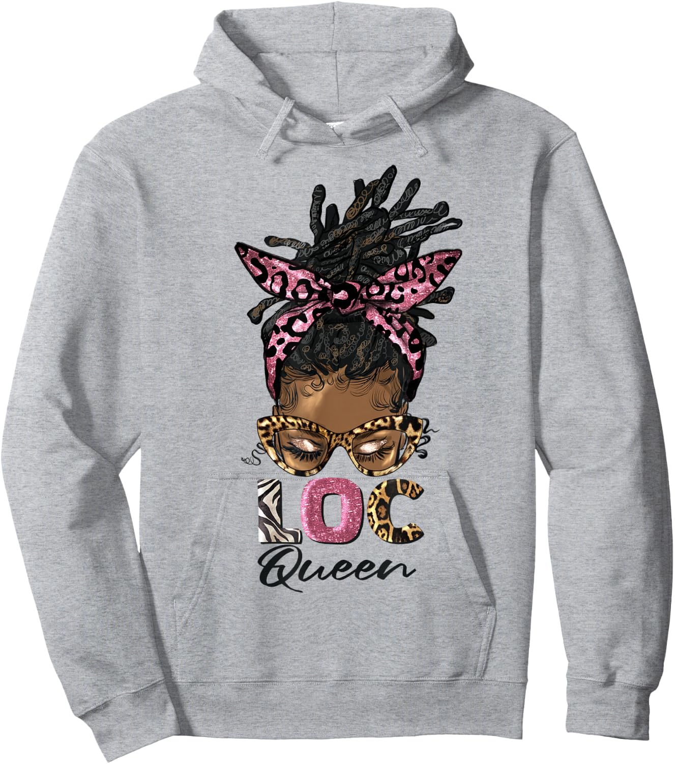 Loc'd Queen Afro Messy Bun Leopard Black Woman Birthday Hoodie - Hoodie | Ash