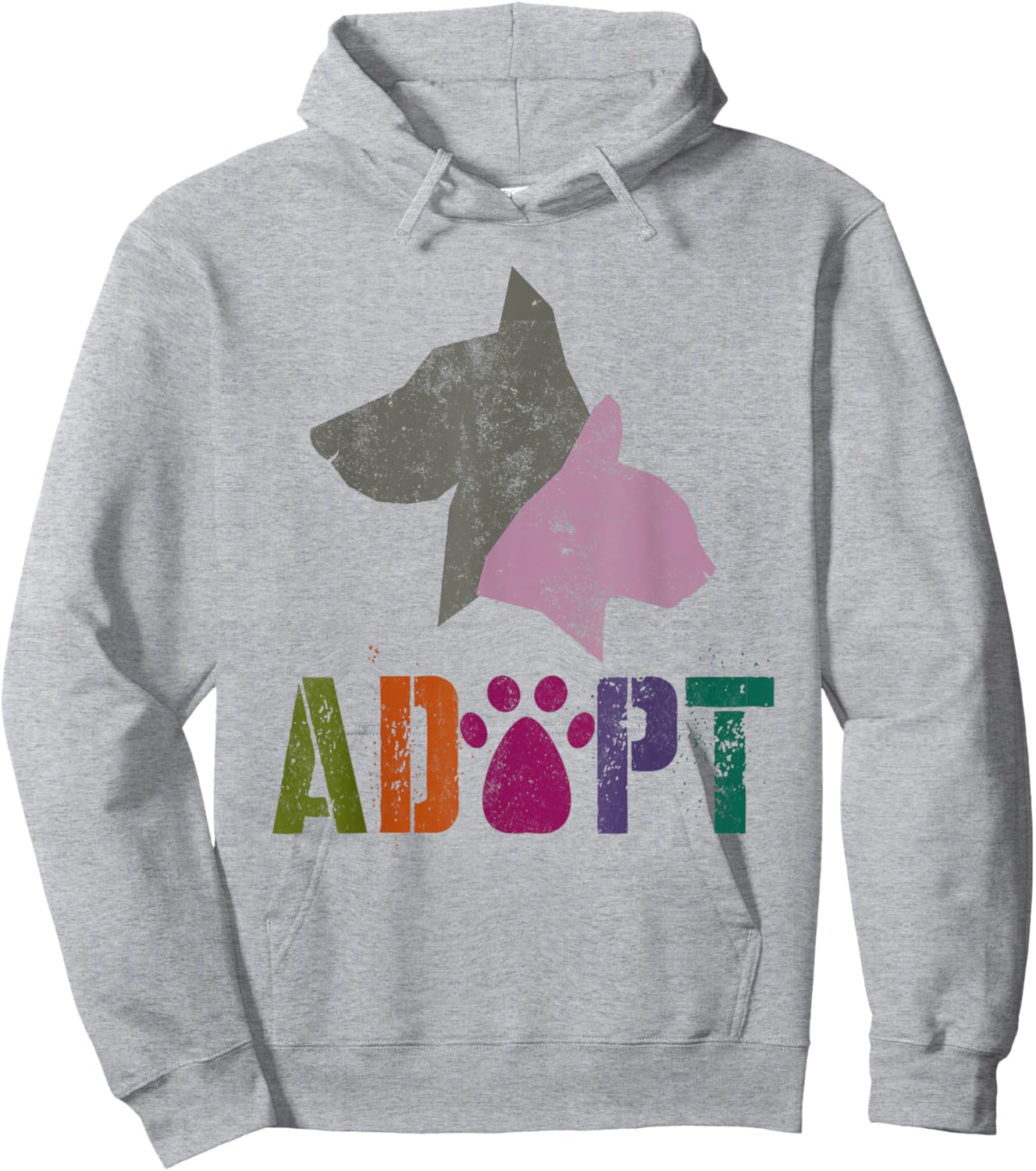 Vintage ADOPT Animal Rescue Shelter Cat Dogs Adoption Foster Women Kids Hoodie - Hoodie | Ash