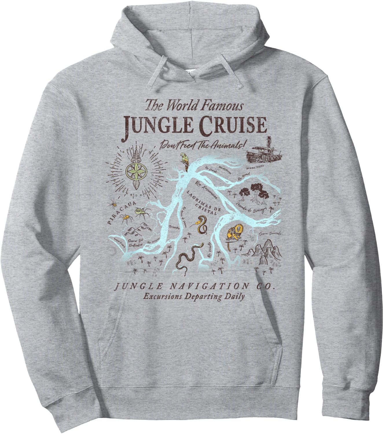 Disney Jungle Cruise World Famous Excursions Departing Daily Short Sleeve Hoodie - Hoodie | Ash