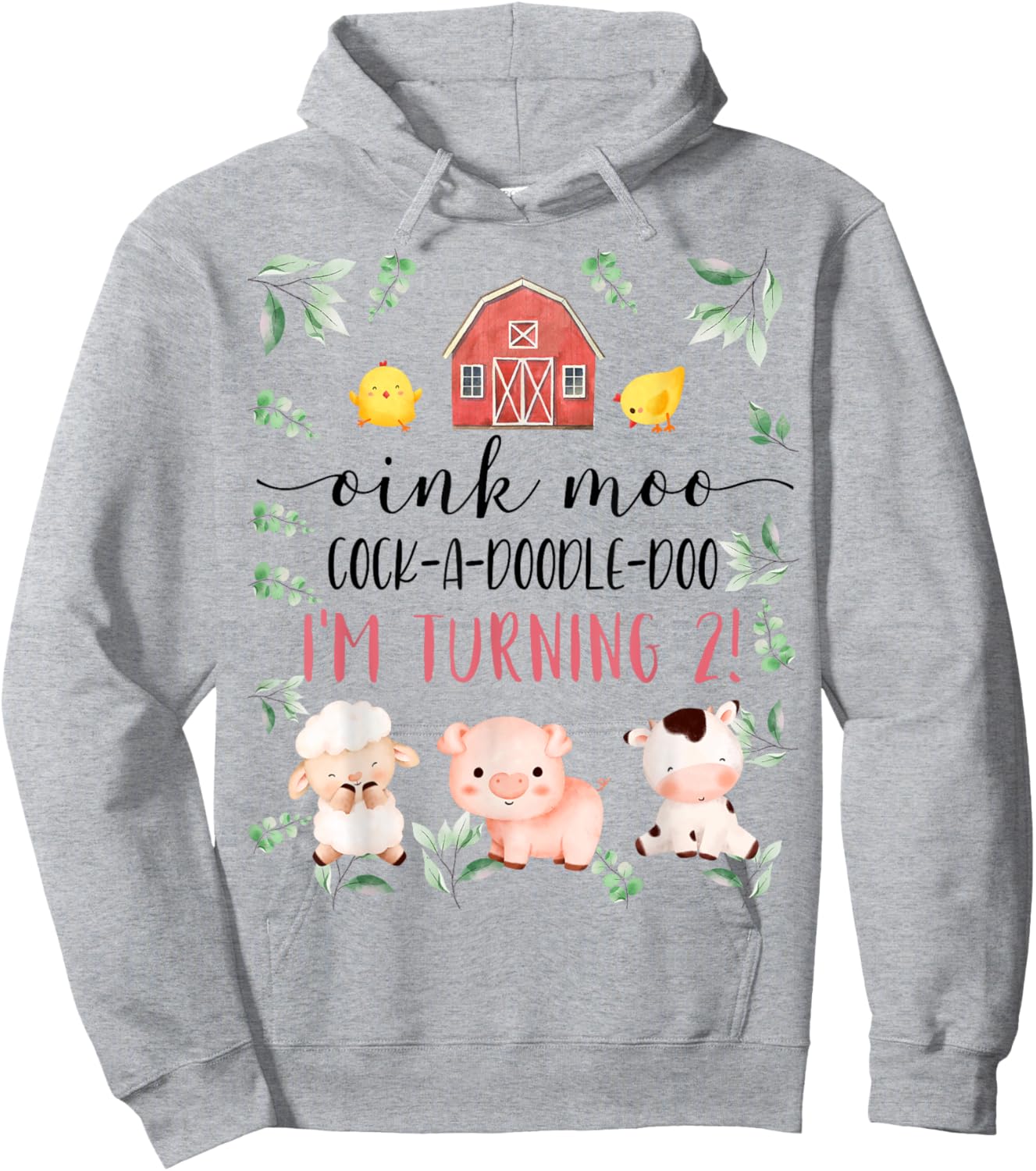 2nd Birthday Oink Moo Cockadoodle Doo Second Bday Party Hoodie - Hoodie | Ash