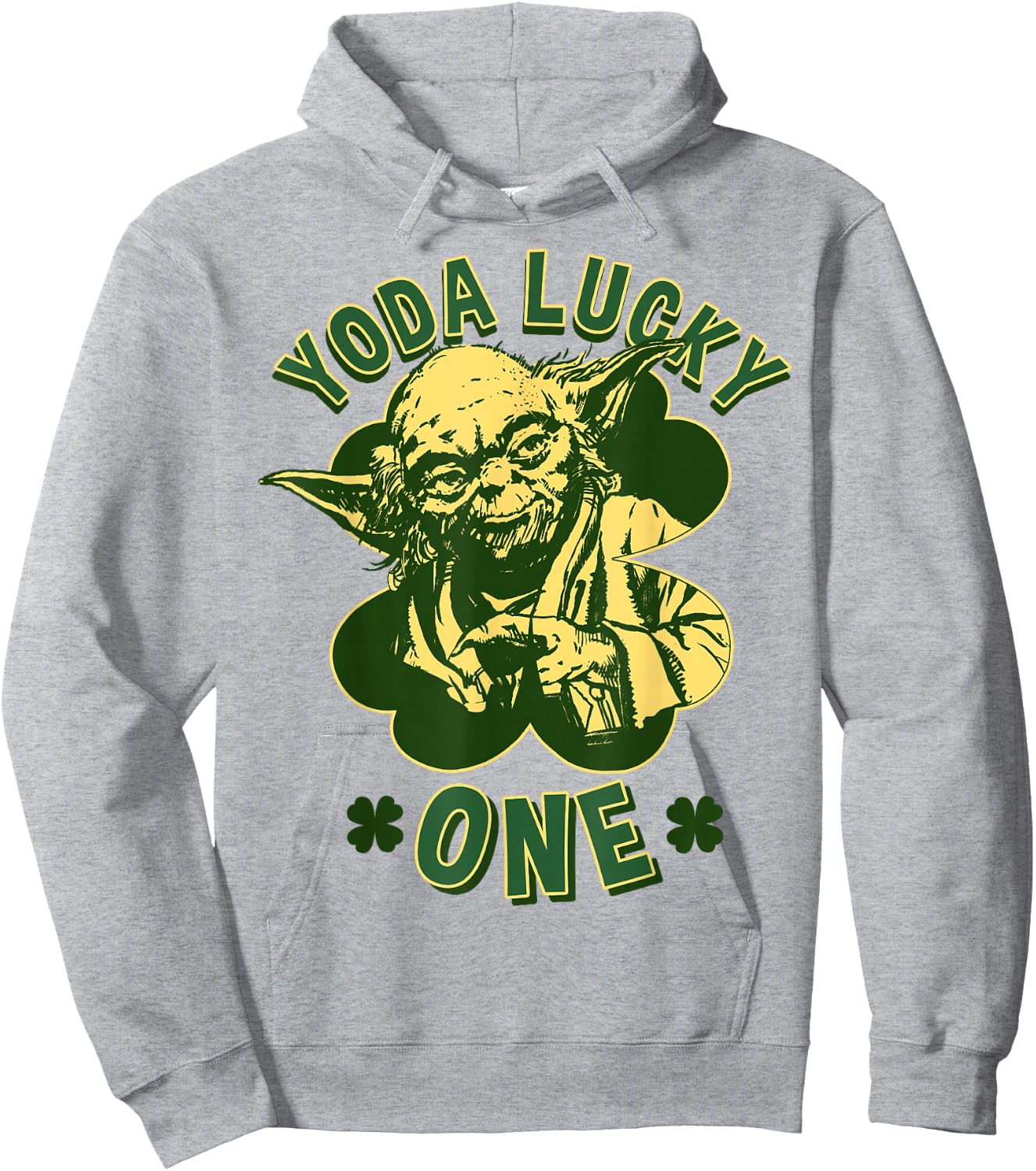 Star Wars St. Patrick's Day Yoda Lucky One Retro Clover Hoodie - Hoodie | Ash