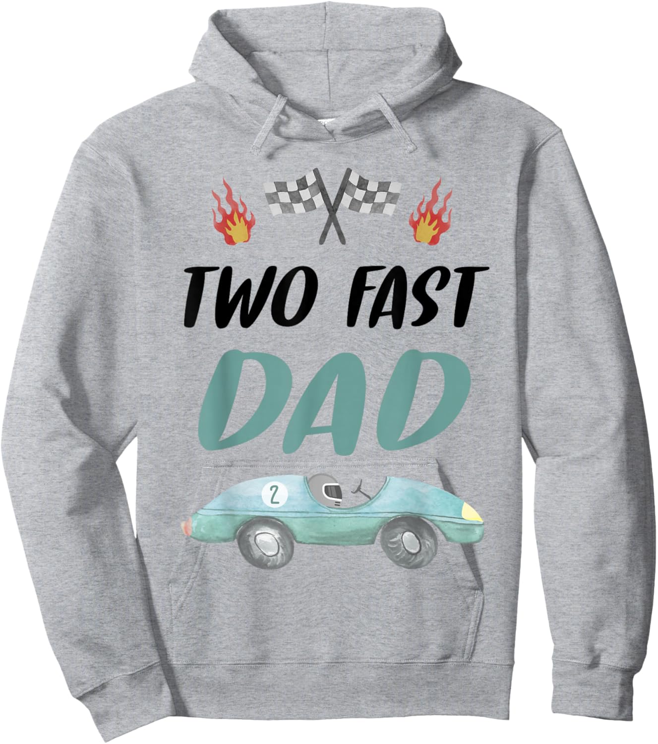 Dad Daddy 2nd Birthday Two Fast Race Car Second Bday Party Hoodie - Hoodie | Ash