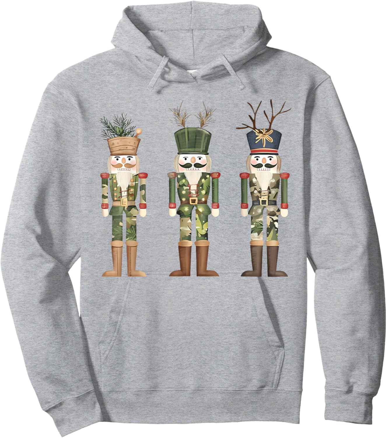 Old Camo Camouflage Nutcrackers Hunting Season Christmas Hoodie - Hoodie | Ash