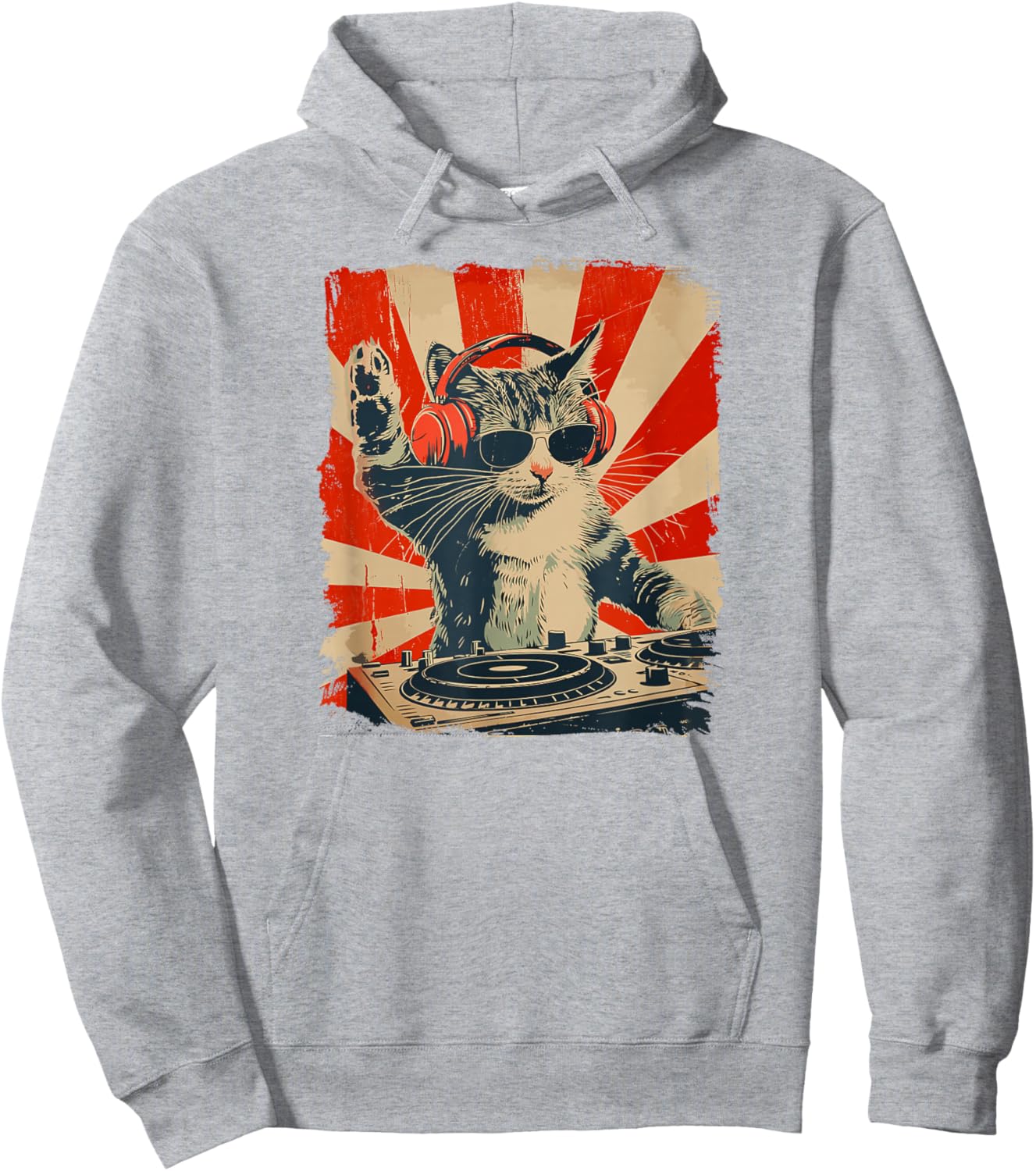 Funny DJ Cat Disco Sound Tech Headphone Music Women Hoodie - Hoodie | Ash