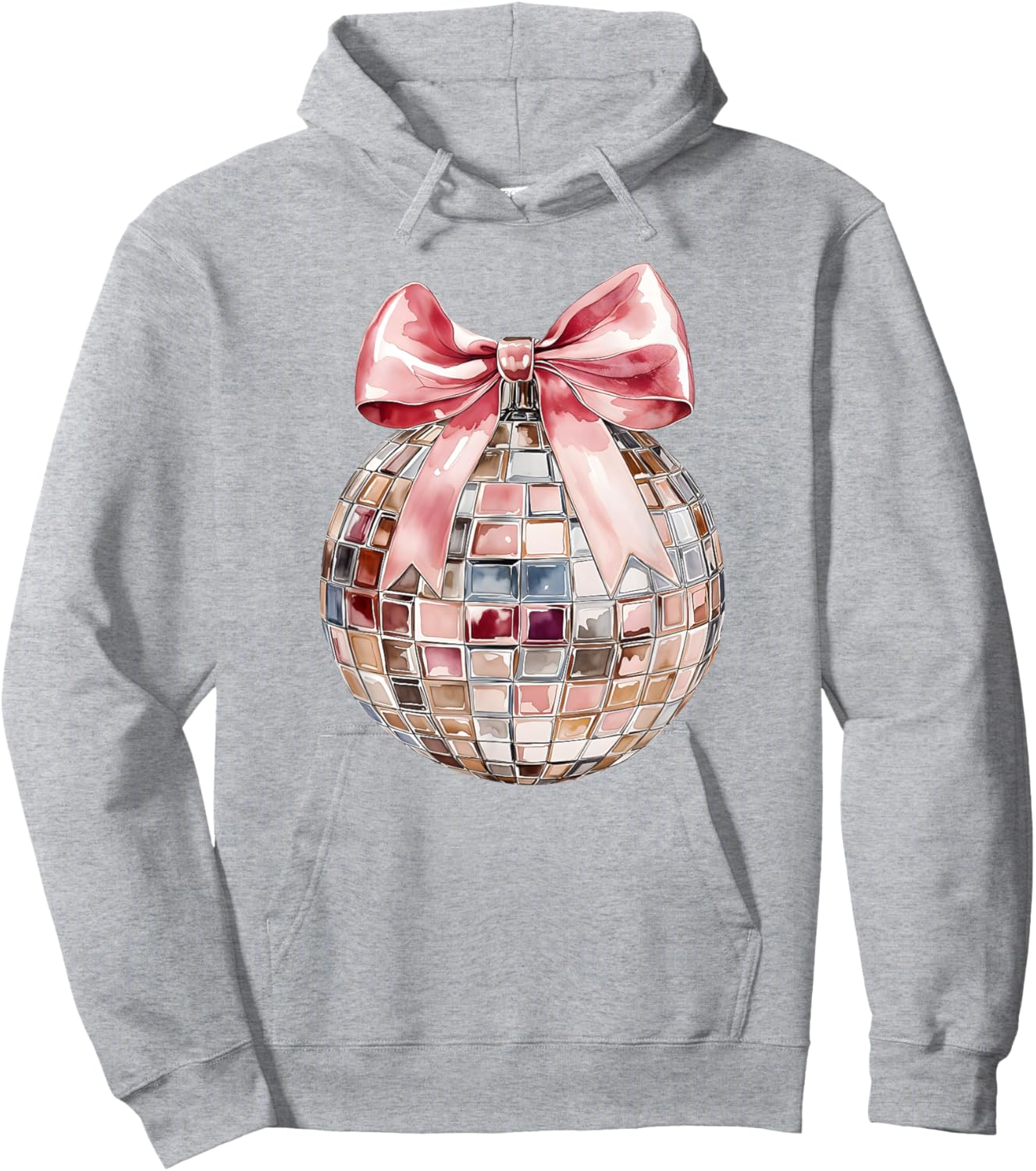 Retro Disco Ball Coquette Happy New Years 2025 Women Kids Hoodie - Hoodie | Ash