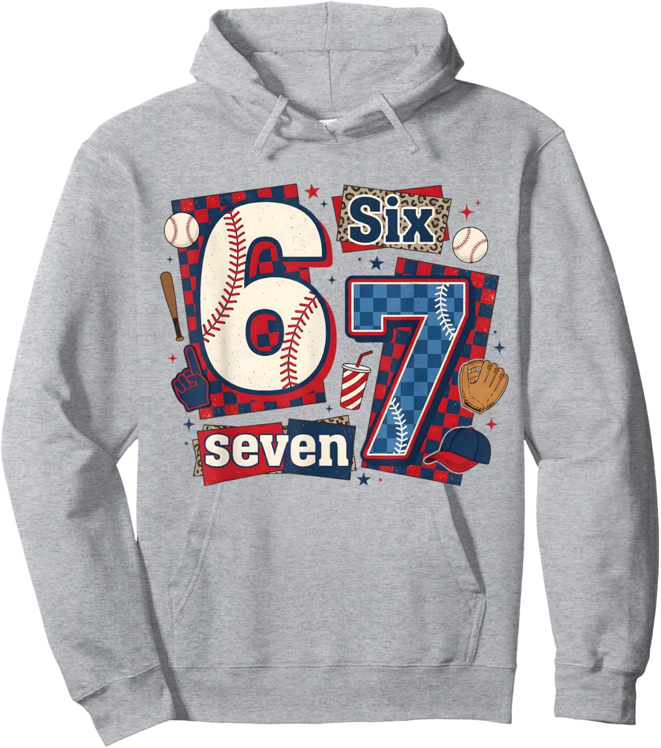 6 7 Baseball Six Seven Game Day 67 Girls Boys Kids Hoodie - Hoodie | Ash