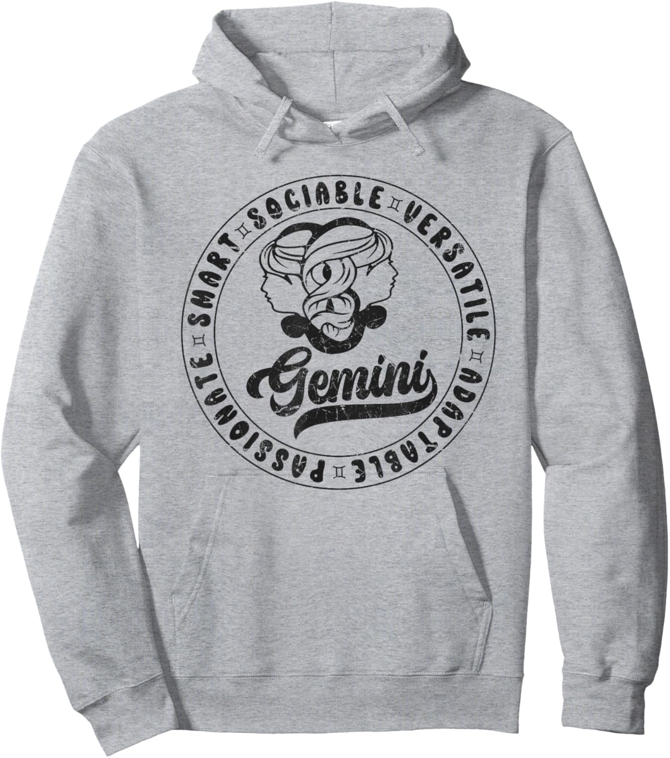 Gemini Traits Distressed Retro Novelty Zodiac, Gemini Hoodie - Hoodie | Ash