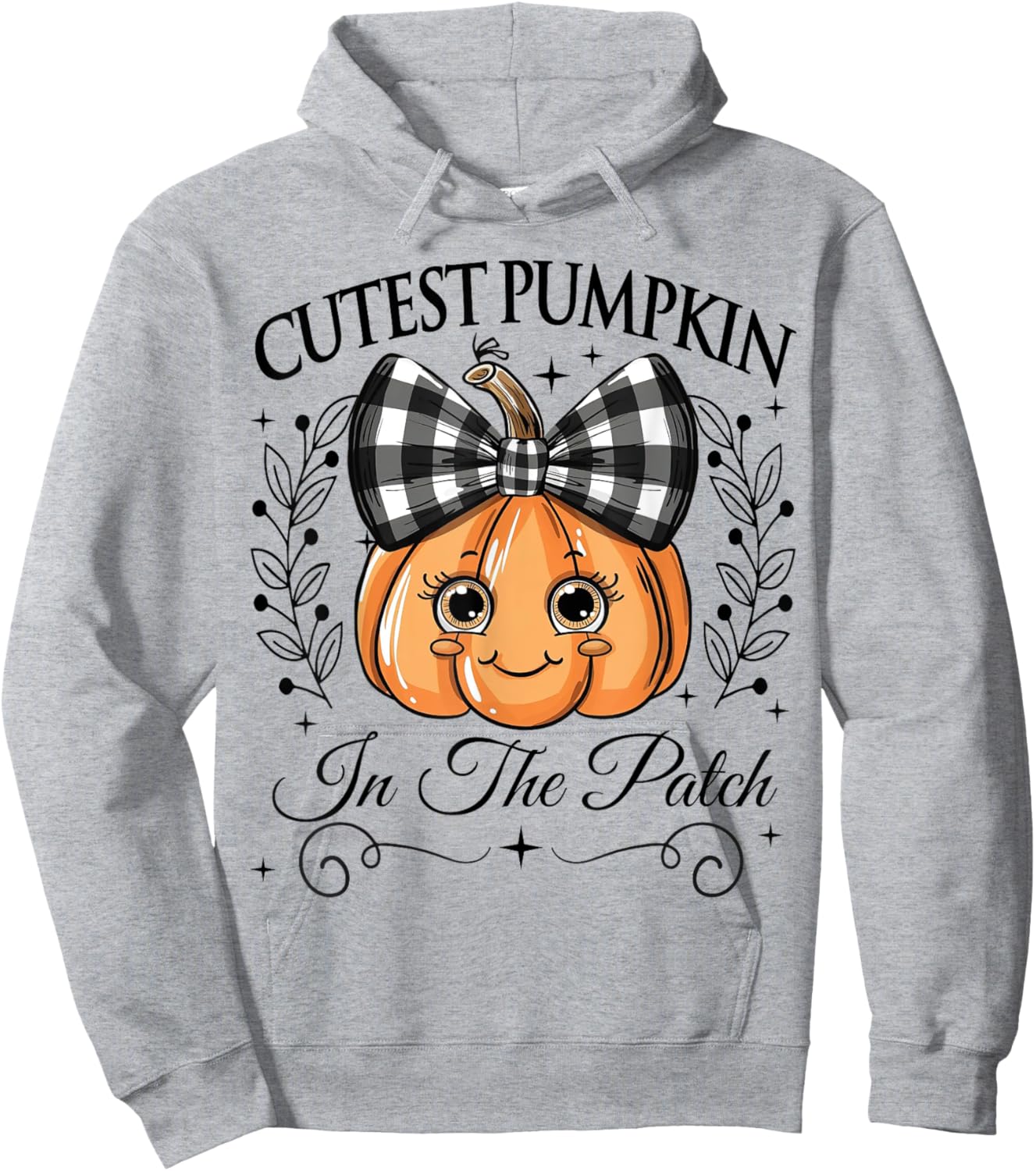 Cutest Pumpkin In The Patch Halloween Fall Bow Kids Girls Hoodie - Hoodie | Ash