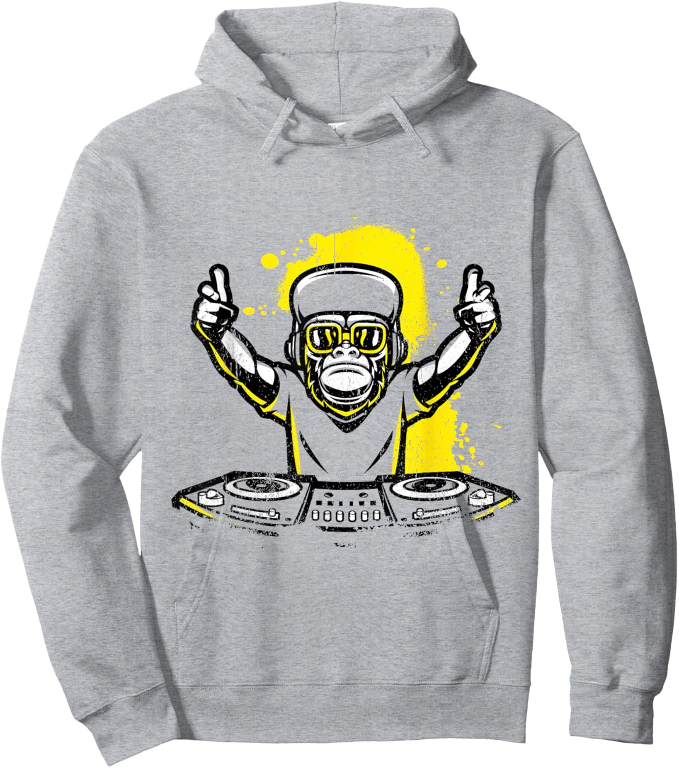 DJ Monkey Music Party Fun Sunglasses Fun Dancing Club Hoodie - Hoodie | Ash