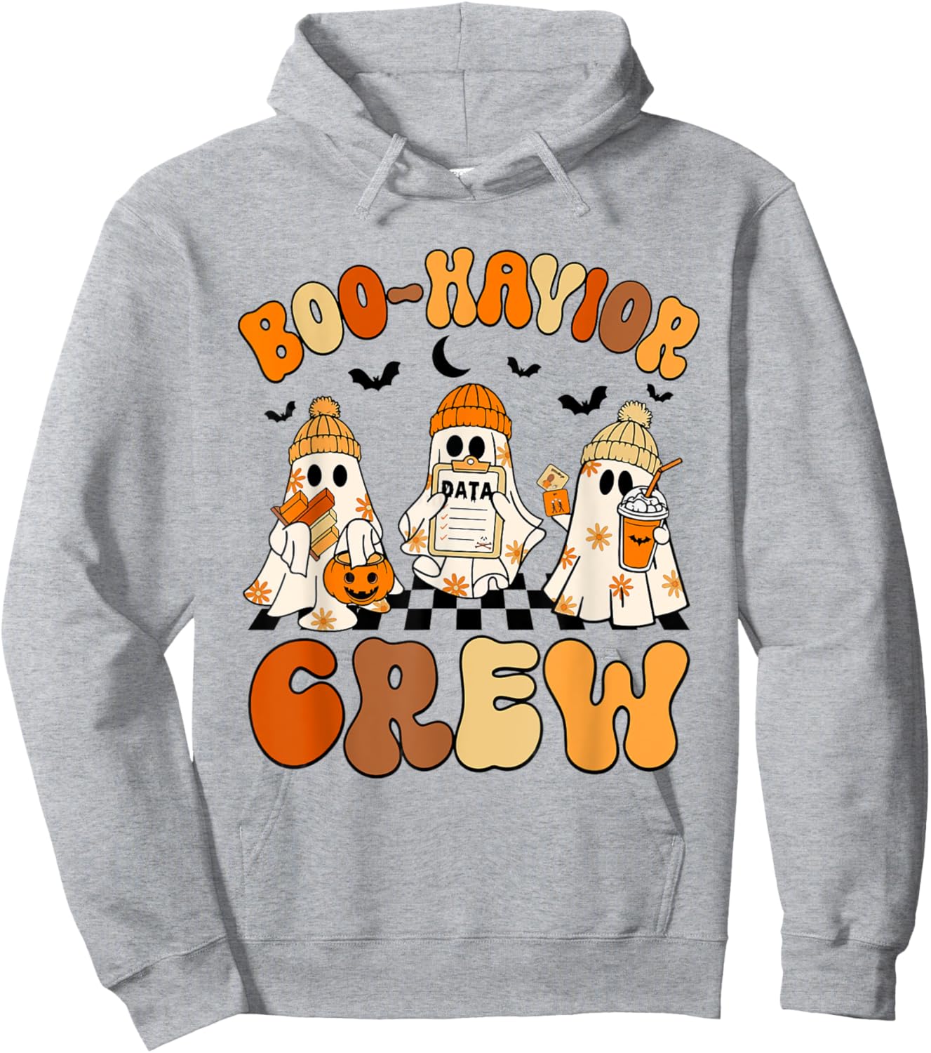 Retro Boo-Havior Crew Behavior Analyst Halloween ABA RBT Hoodie - Hoodie | Ash