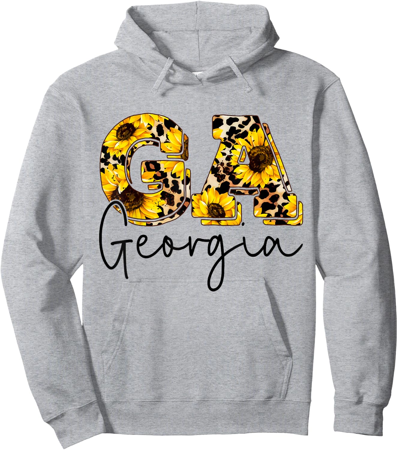 Georgia Sunflower Leopard Print Gift Hoodie - Hoodie | Ash