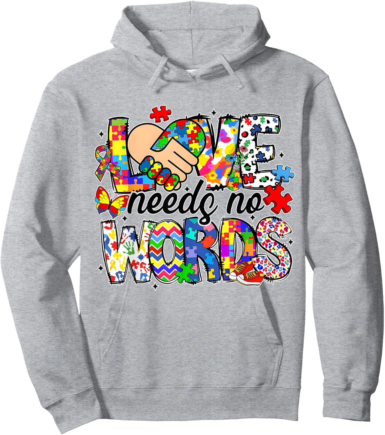 Love Needs No Words Autism Awareness Pride Autism Mama Hoodie - Hoodie | Ash