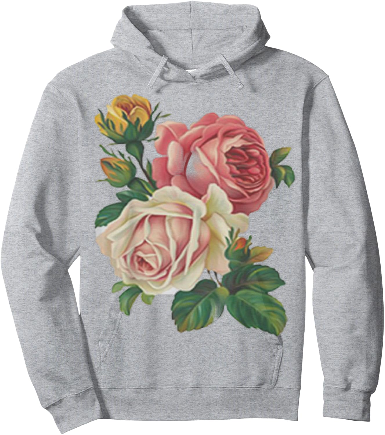 Roses Rose Floral Vintage Style Shabby Desert Chic Retro Hoodie - Hoodie | Ash