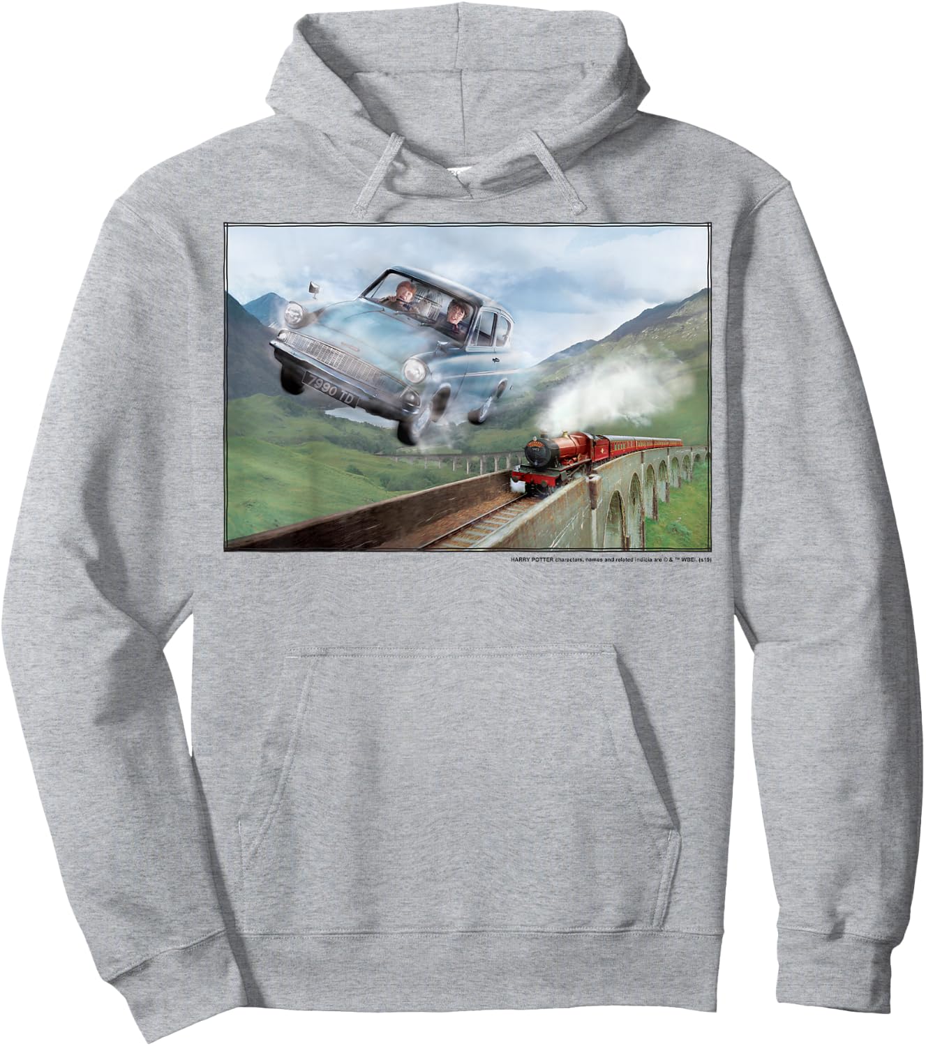 Harry Potter Racing The Hogwarts Express Portrait Hoodie - Hoodie | Ash