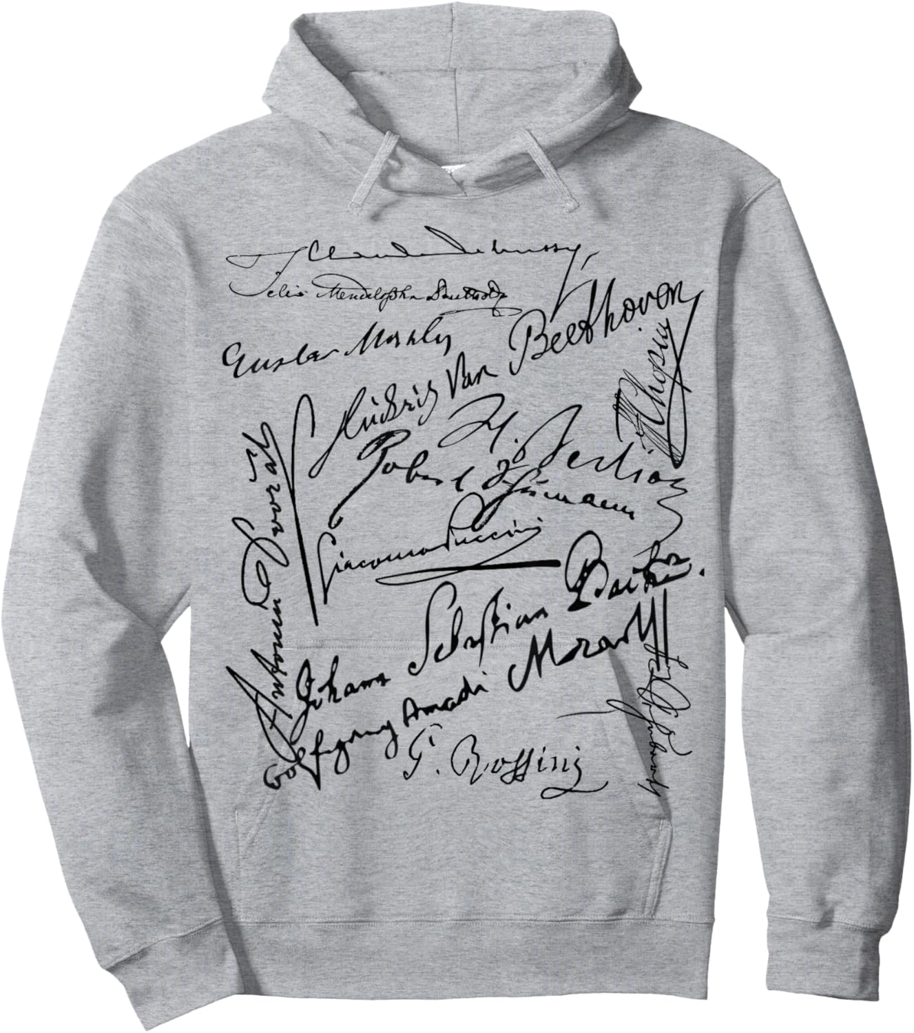 Composer signatures Bach Beethoven Mahler Mozart Rossini Hoodie - Hoodie | Ash