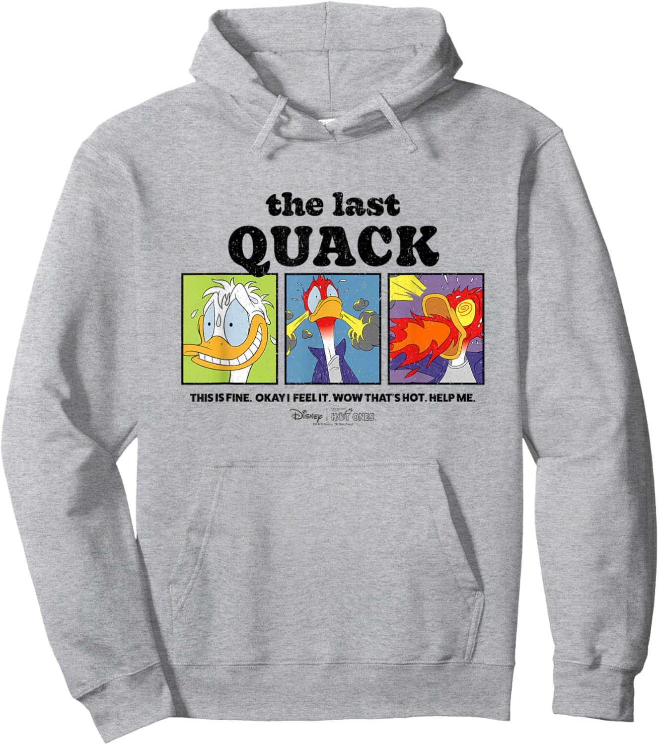 Disney Hot Ones Donald Duck The Last Quack Panels Distressed Hoodie - Hoodie | Ash