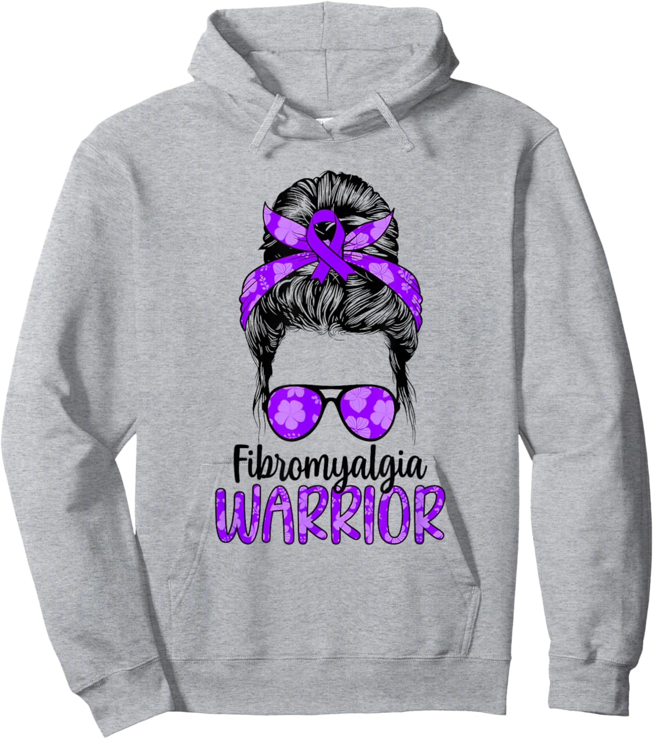 Fibromyalgia Warrior Messy Bun Fibromyalgia Awareness Hoodie - Hoodie | Ash