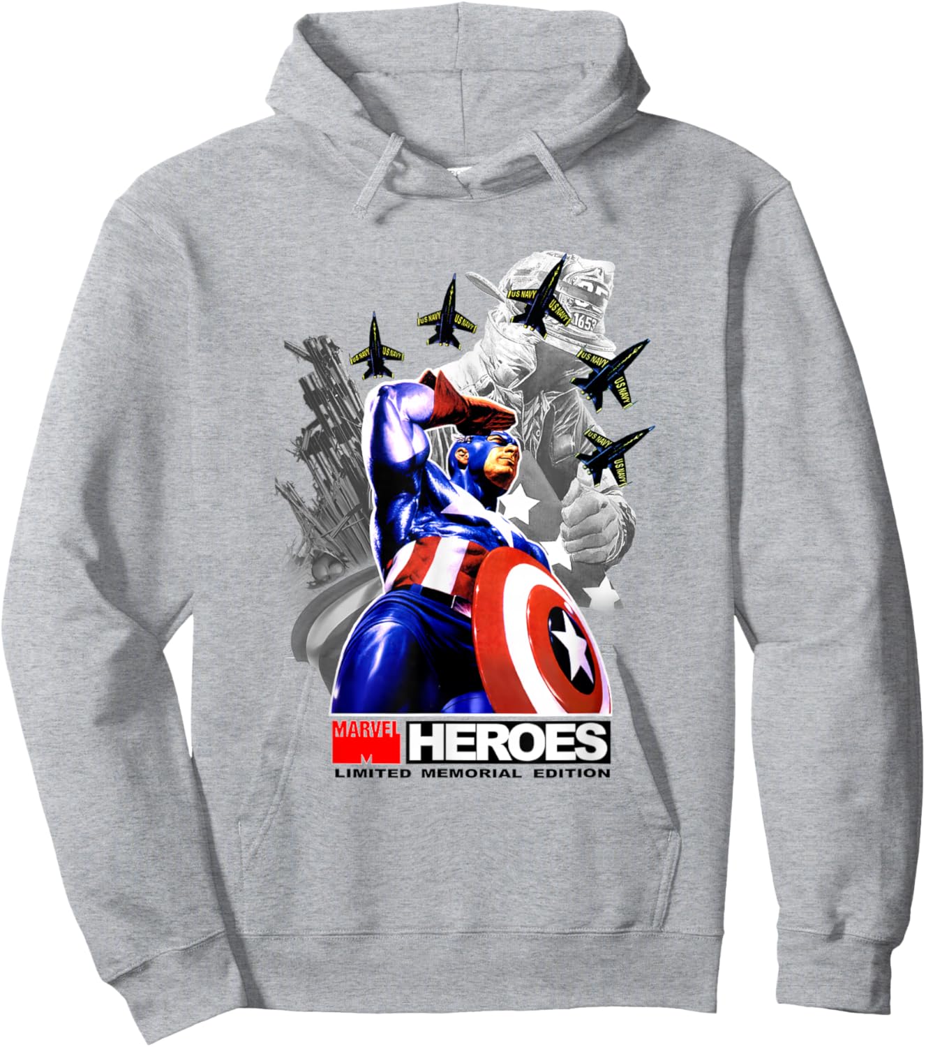 Marvel Captain America New York Heroes Memorial Tribute Hoodie - Hoodie | Ash