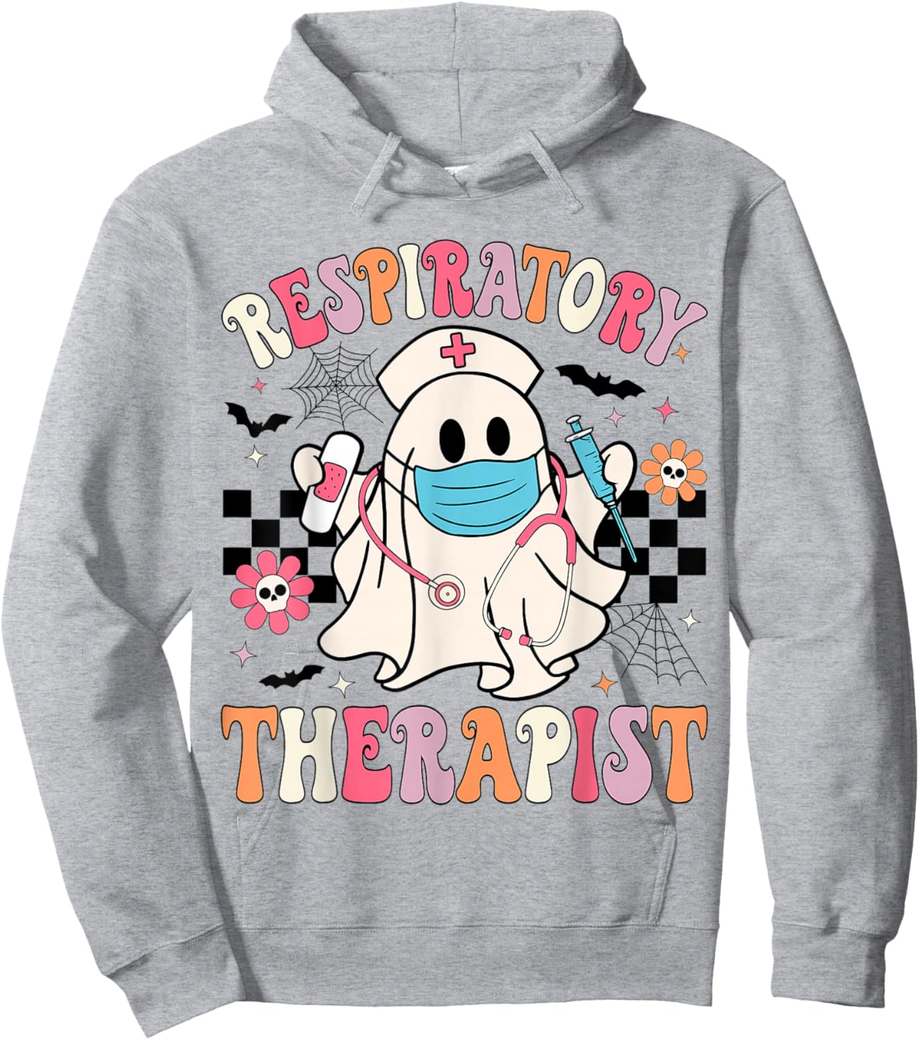 Groovy Spooky Respiratory Therapist Halloween RT Nurse Hoodie - Hoodie | Ash