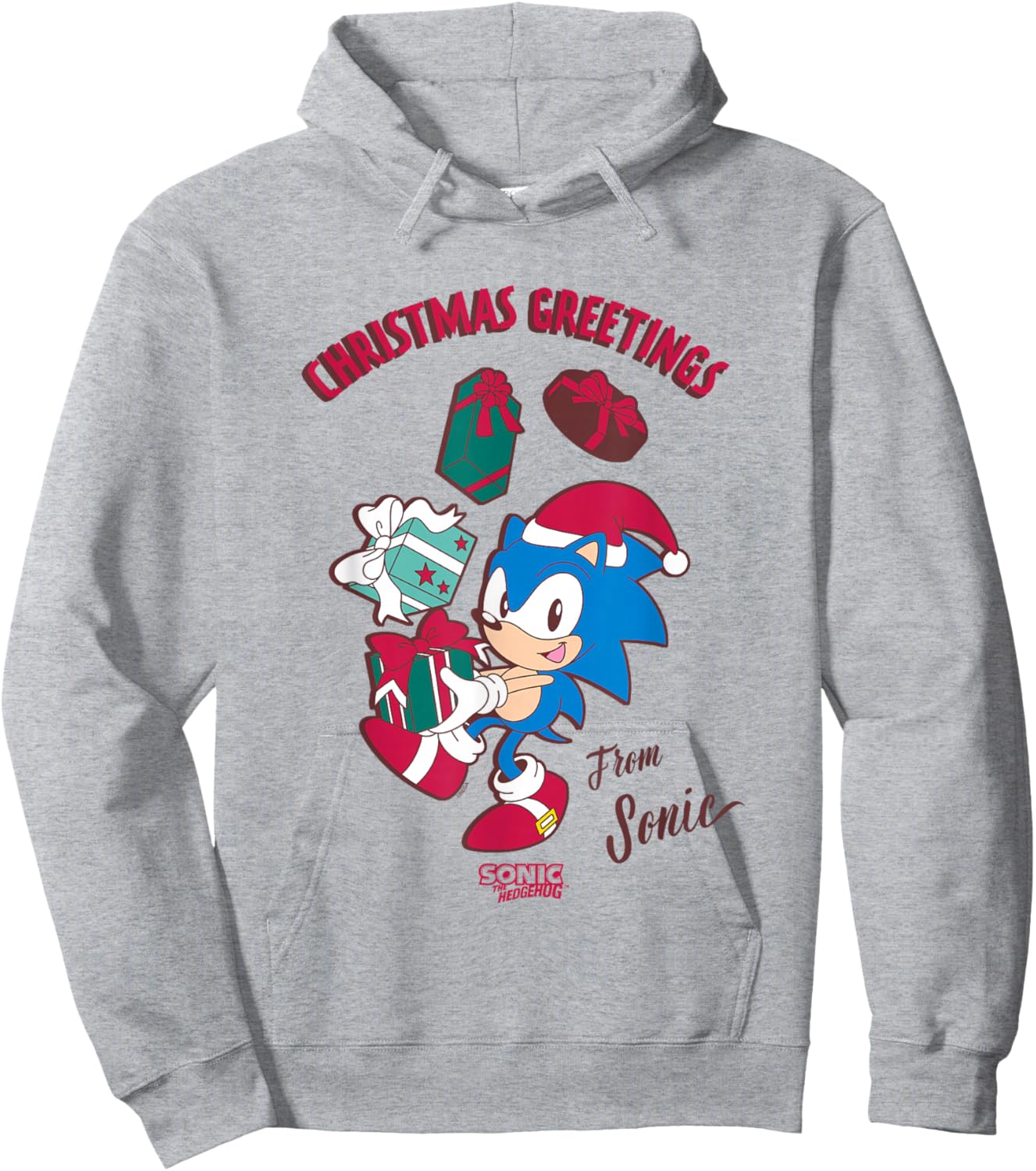 Sonic The Hedgehog Christmas Greetings From Sonic Retro Hoodie - Hoodie | Ash