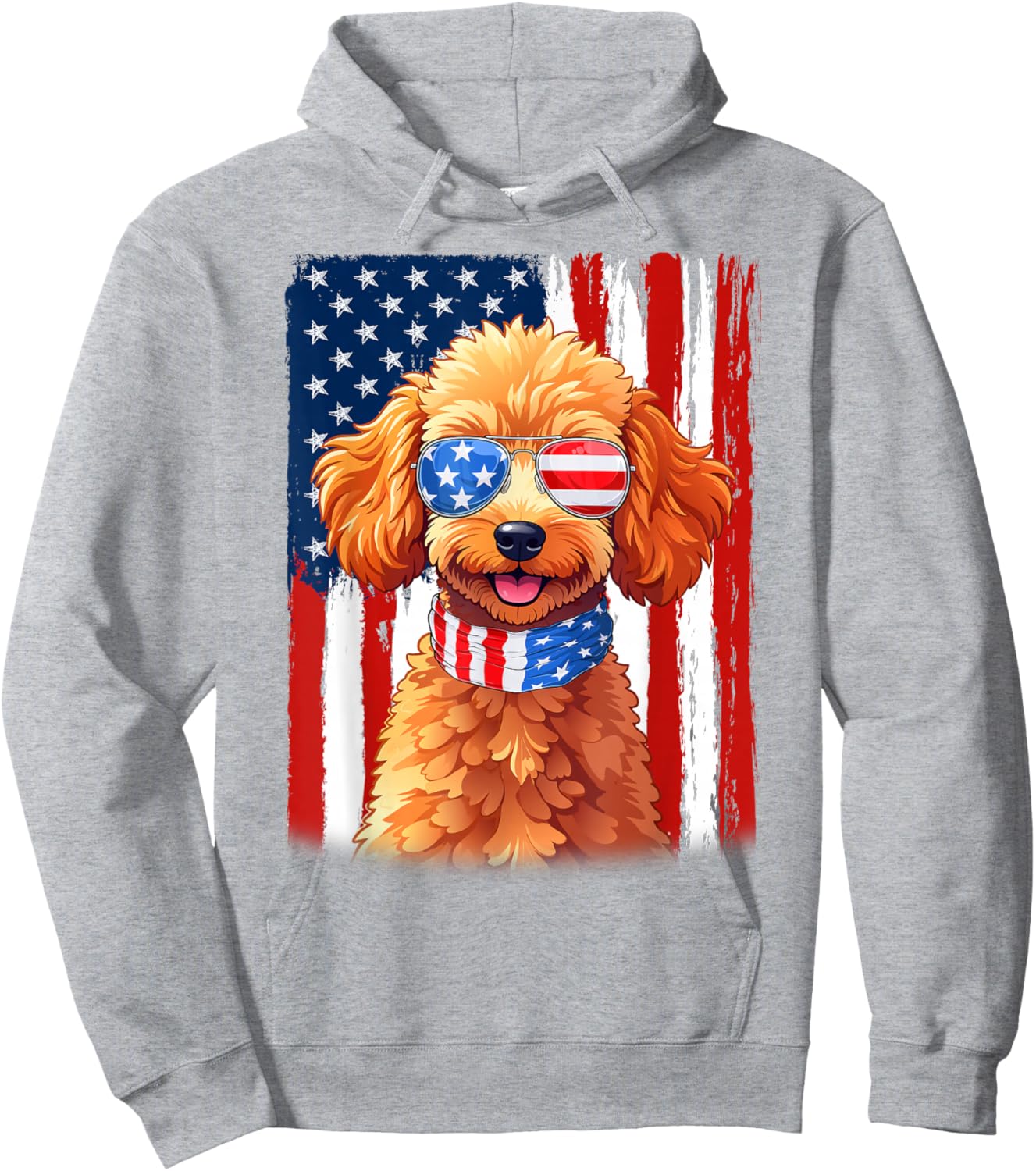USA America Flag Toy Poodle Dog 4th of July Patriotic Hoodie - Hoodie | Ash