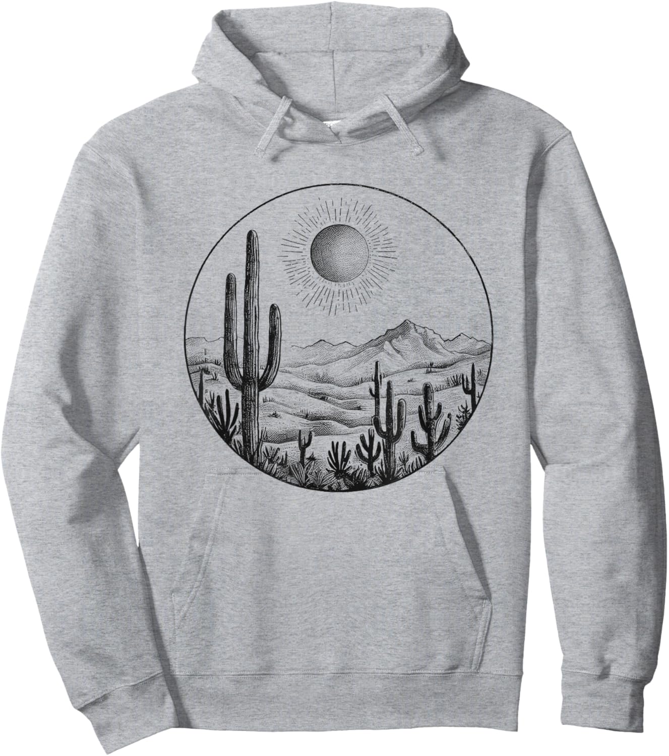 Desert Cactus Plants Adventure Arizona Cactus Scene Vintage Hoodie - Hoodie | Ash