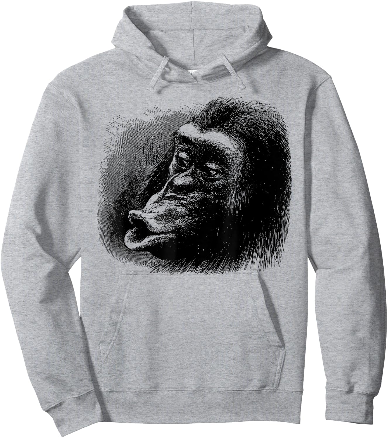 Chimpanzee Monkey Face Art-Vintage Chimp Funny Monkey Hoodie - Hoodie | Ash