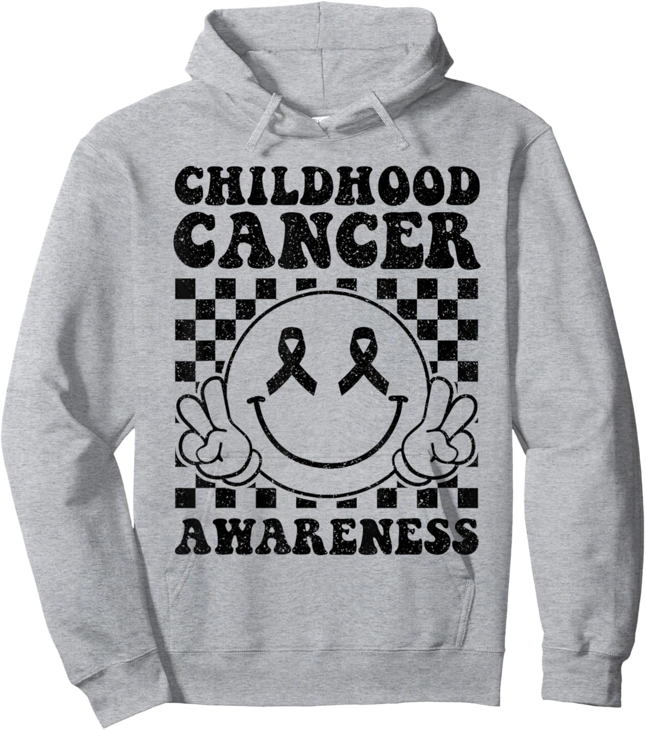 Support Childhood Cancer Awareness Smile Face Gold Ribbon Hoodie - Hoodie | Ash