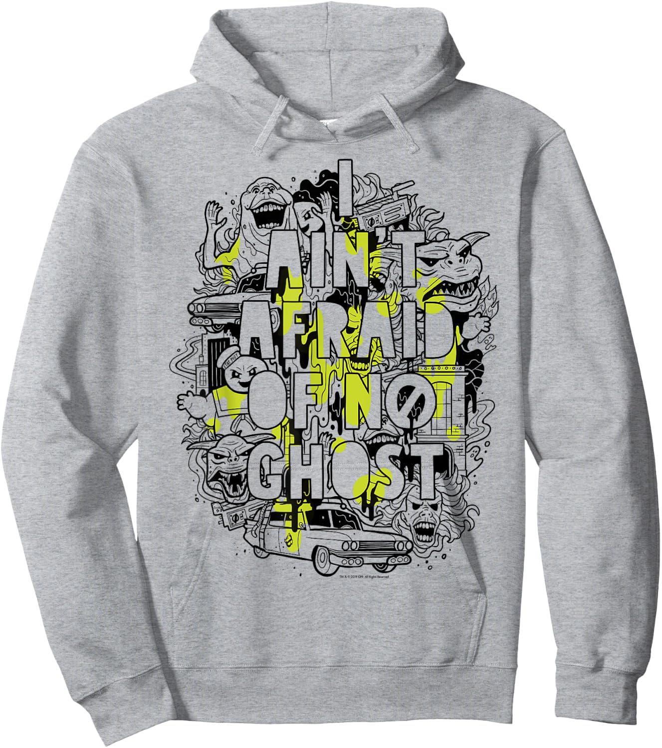 Ghostbusters Ain't Afraid Collage Slime Drip Poster Hoodie - Hoodie | Ash