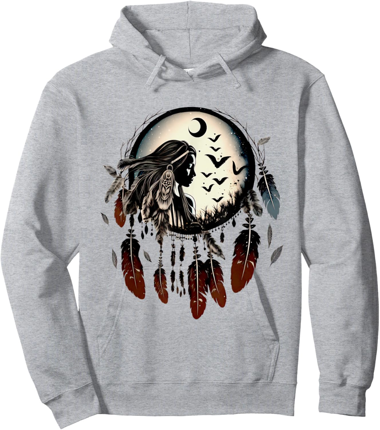 Dream catcher, shaman, woman power, moon, feathers, mandala Hoodie - Hoodie | Ash
