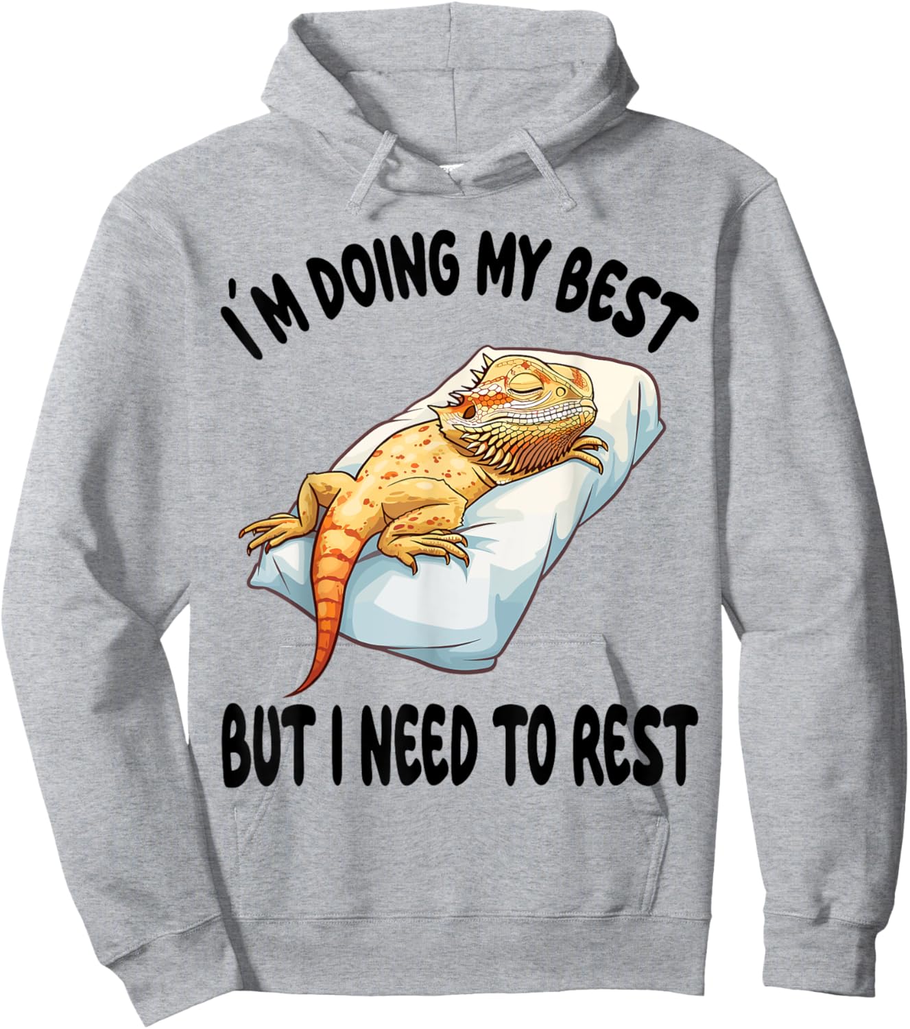 Bearded Dragon Pajamas Nightgown Sleeping Napping Hoodie - Hoodie | Ash