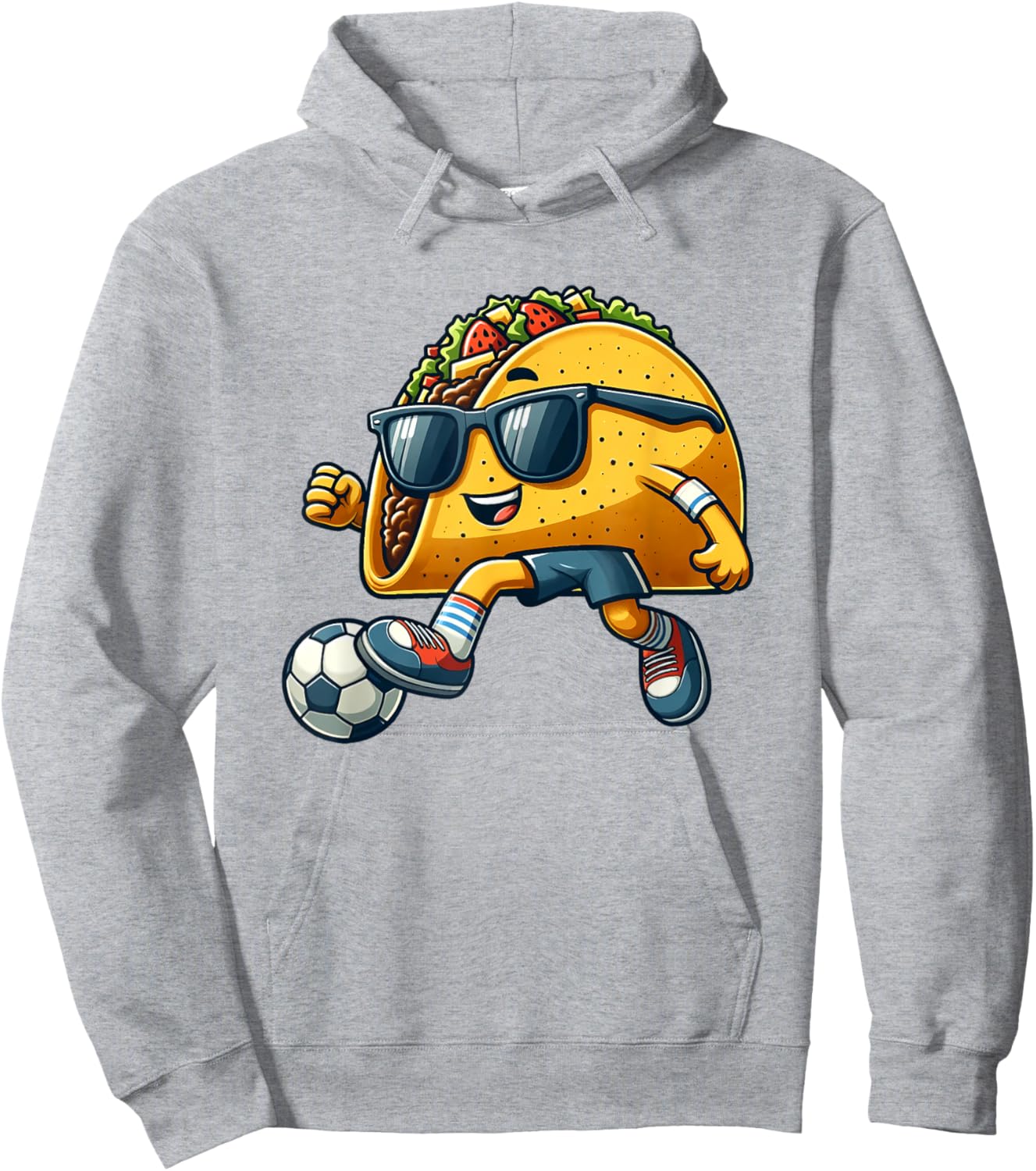 Taco Playing Soccer Mexican Cinco De Mayo Fiesta Kids Men Hoodie - Hoodie | Ash