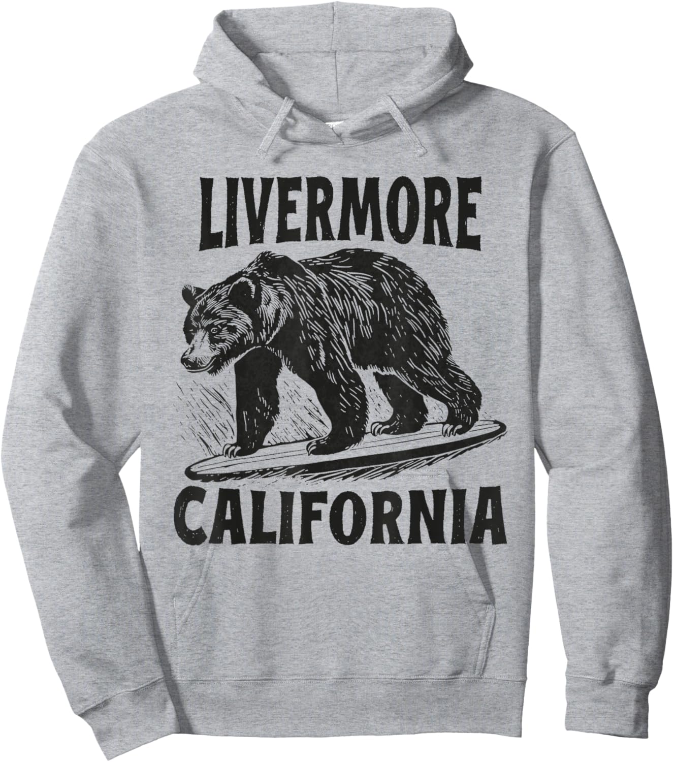Livermore California CA Retro Surfer Beach Surf Vintage Hoodie - Hoodie | Ash