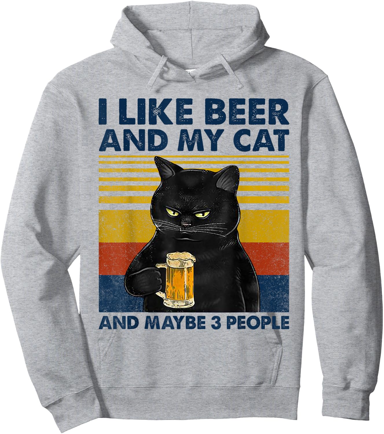 I Like Beer My Cat and Maybe 3 People Funny Cat Lovers Gift Hoodie - Hoodie | Ash