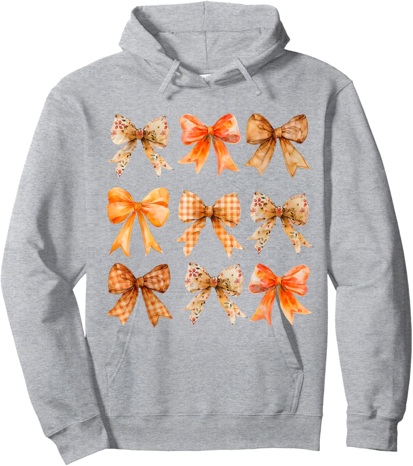 Fall Coquette Bow Vintage Fall Pumpkin Thanksgiving Women Hoodie - Hoodie | Ash
