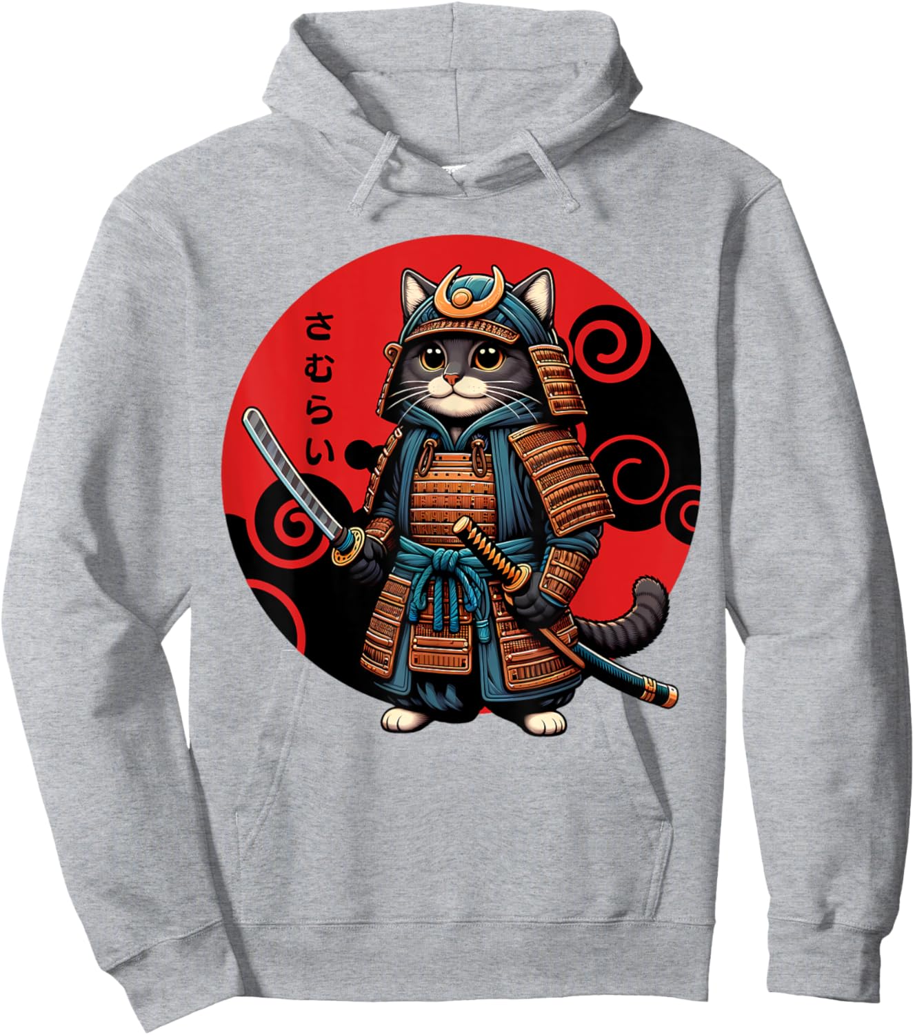 Funny Cute Samurai Cat Japanese Parody Katana Fighter Anime Women Kids Hoodie - Hoodie | Ash