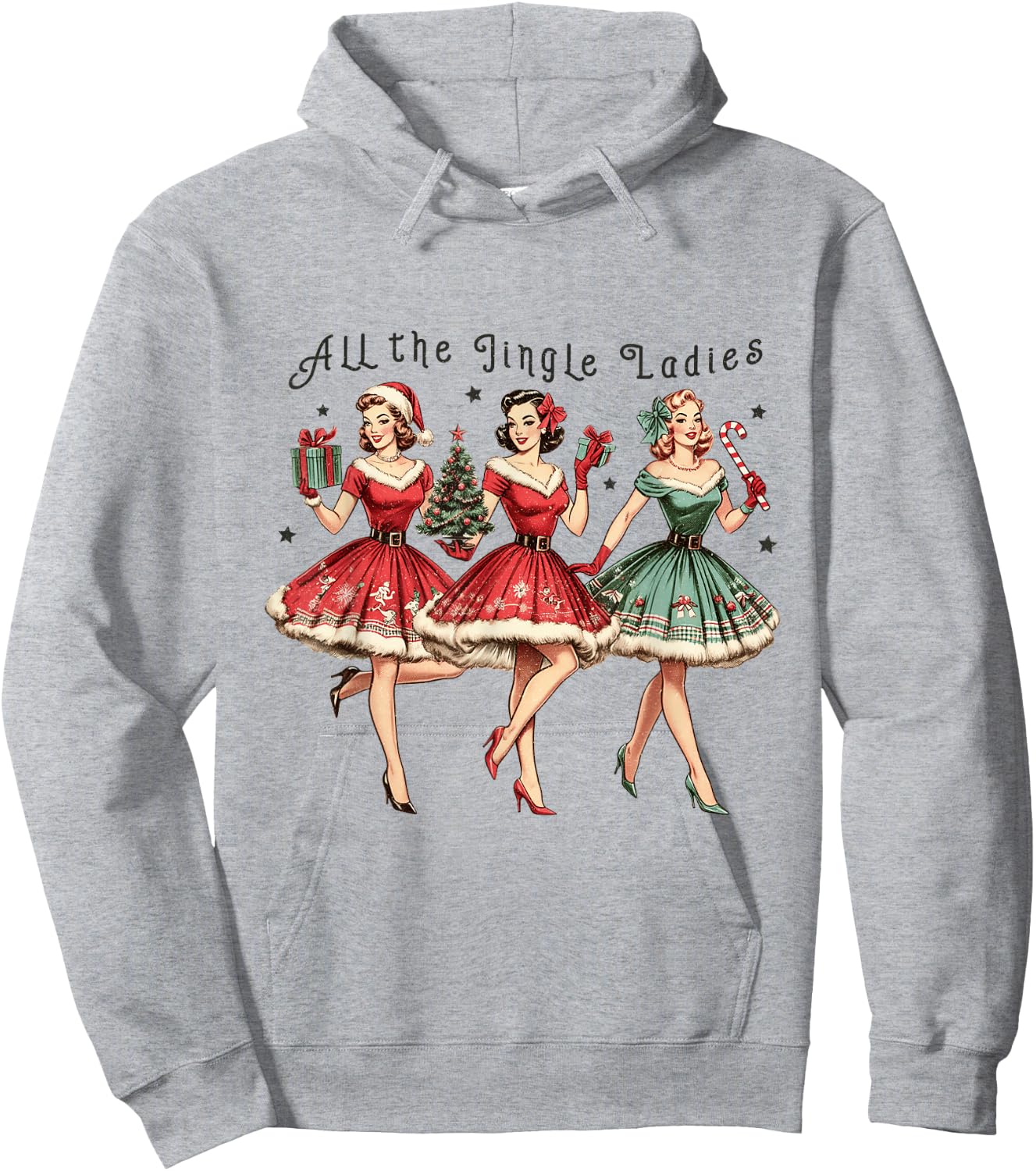 All The Jingle Ladies Funny Vintage Christmas Hoodie - Hoodie | Ash