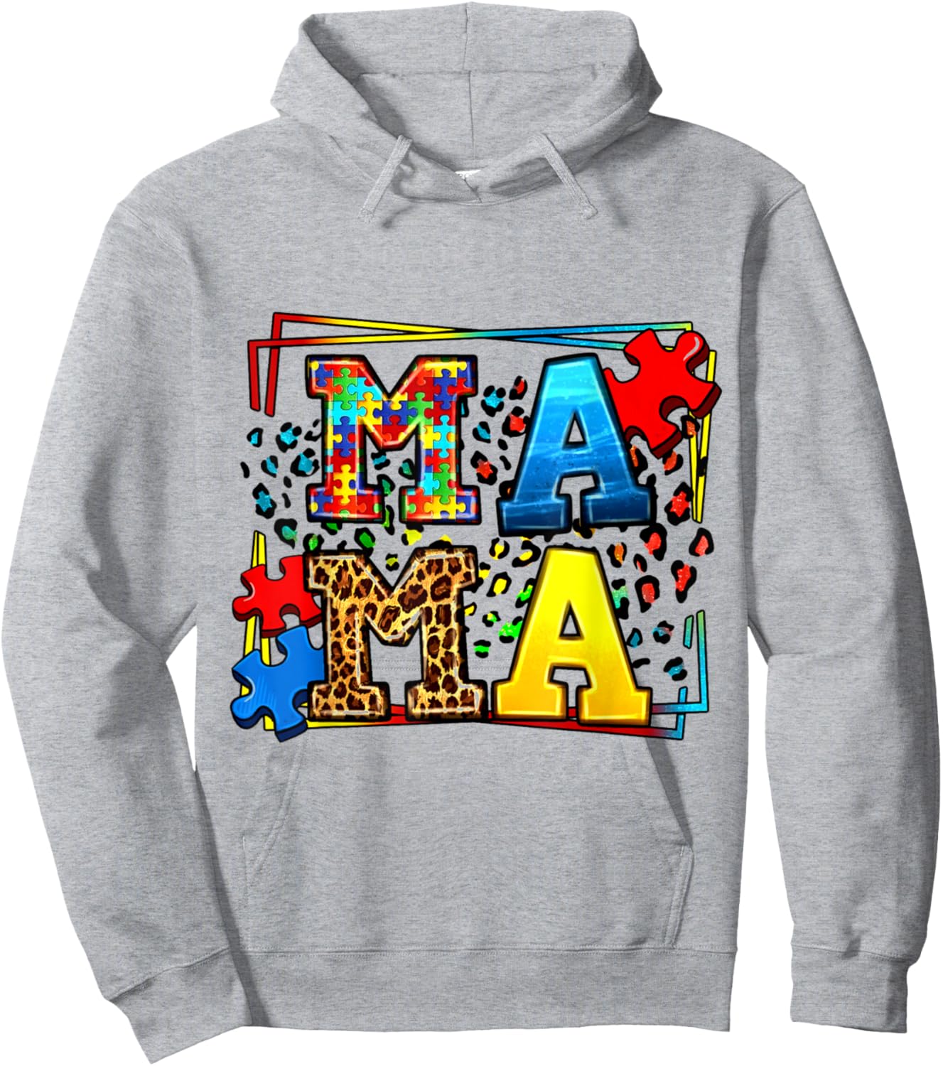 Mama Autism Funny Mom Christmas Mother Day Hoodie - Hoodie | Ash
