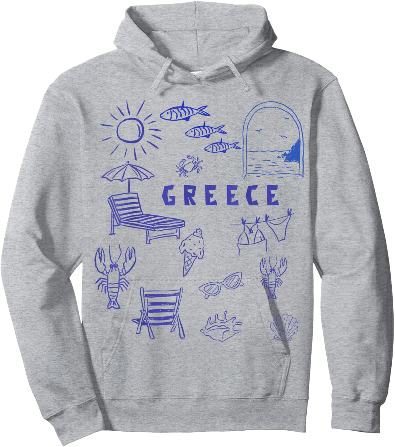 Greek Souvenir Kids Famous Icons from Greece Boys Girls Hoodie - Hoodie | Ash