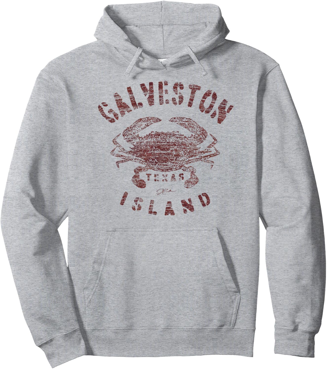 JCombs: Galveston Island, TX, Blue Crab (Distressed) Hoodie - Hoodie | Ash