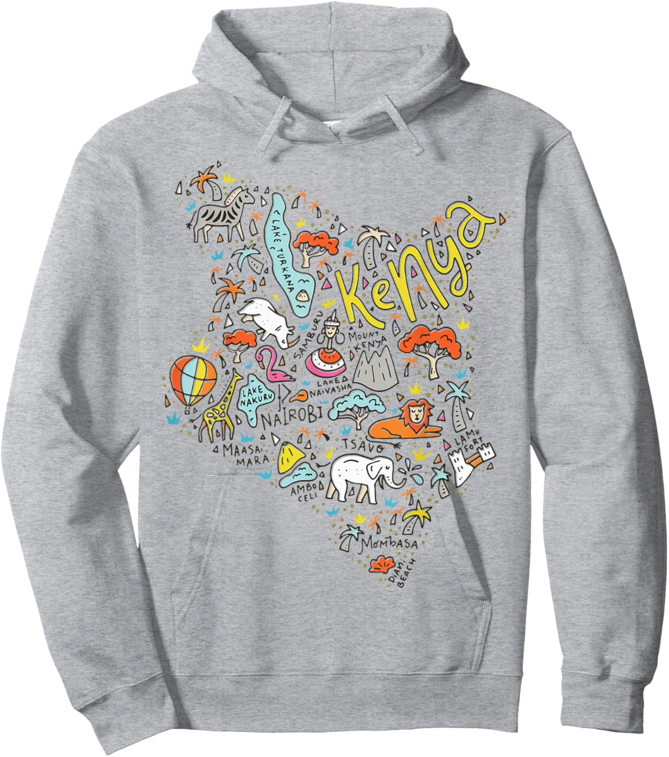 Travel Africa Kenya Map Nairobi Safari Masai Mara Vacation Hoodie - Hoodie | Ash
